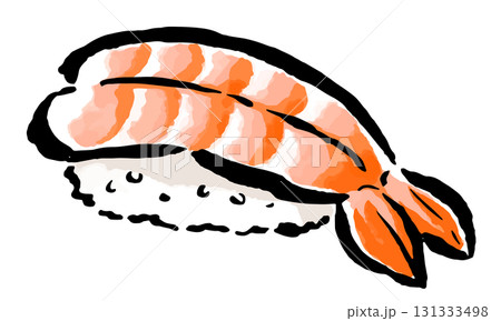 寿司の海老 1貫 筆タッチ手描きイラスト 寿司の海老 1貫 筆タッチ手描きイラスト 131333498