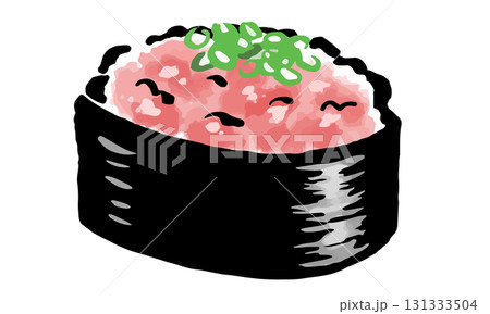 寿司のネギトロ 1貫 筆タッチ手描きイラスト 寿司のネギトロ 1貫 筆タッチ手描きイラスト 131333504