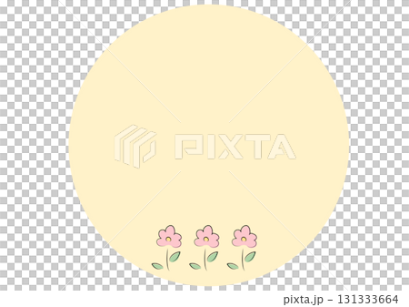圓形米色框架,配有手繪花朵 圓形米色框架,配有手繪花朵 131333664