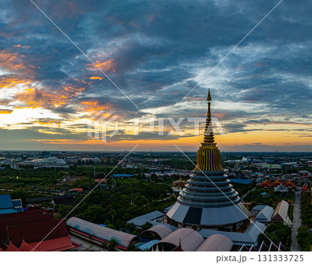 Aerial View of Wat Ketmadi Sriwararam Thai Temple Complex 131333725