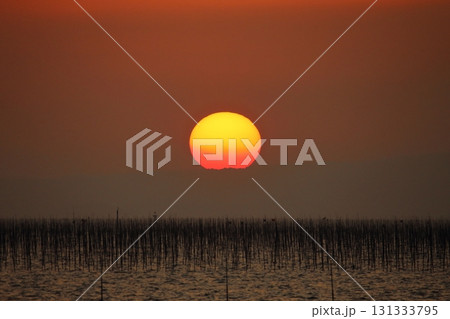 大牟田市　有明海　海苔畑、 131333795