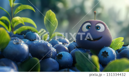 Blueberry character gleaming among its peers. 131334432