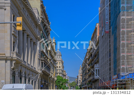 バルセロナ、街並み、歴史ある、真夏、スペイン 131334812