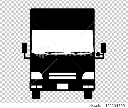 Black and white silhouette of a truck (van body type) 131334896
