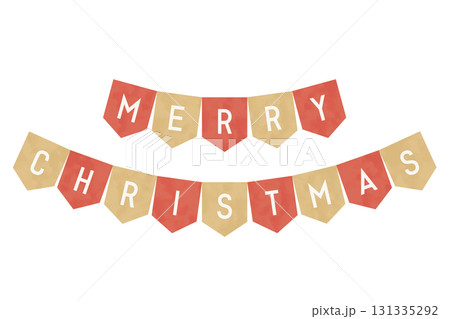 赤と金のメリークリスマスの可愛いガーランド　ベクターイラスト 131335292