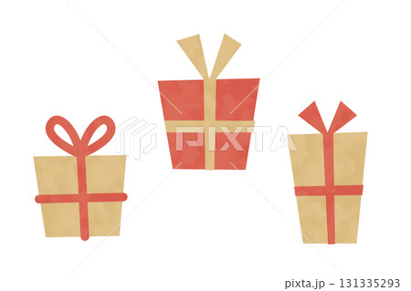 金色と赤色のクリスマスプレゼントのベクターイラスト 131335293