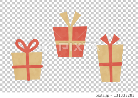 金色と赤色のクリスマスプレゼントのベクターイラスト 131335293