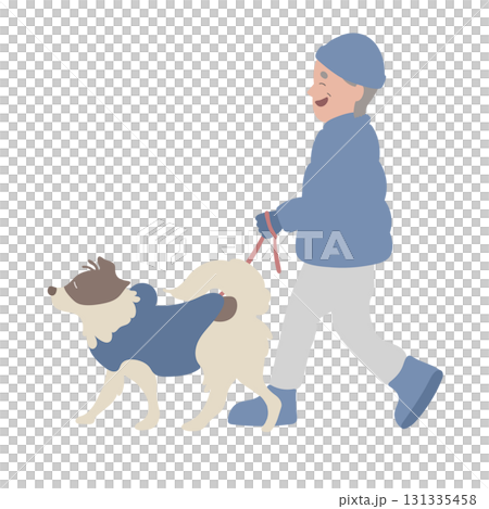 犬の散歩 冬 男性 犬の散歩 冬 男性 131335458