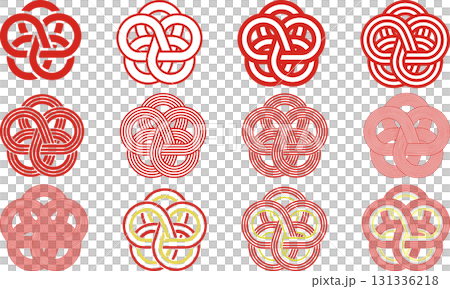 A set of plum blossom-shaped mizuhiki symbols with different numbers of lines 131336218