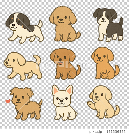 各種狗姿勢的插圖集 131336533
