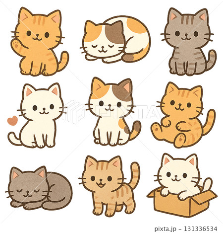かわいいネコのイラストセット 131336534