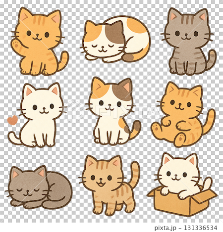 かわいいネコのイラストセット 131336534