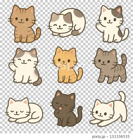 可愛的貓咪插圖集 131336535