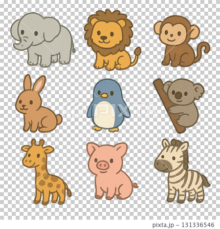 かわいい動物のイラストセット かわいい動物のイラストセット 131336546