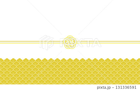 黄色い梅の水引が中心に飾られた梅柄のフレーム 131336591