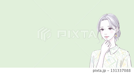 水彩画・手描き風の悩む、考える、落ち込む女性・女の子のイラスト素材 131337088