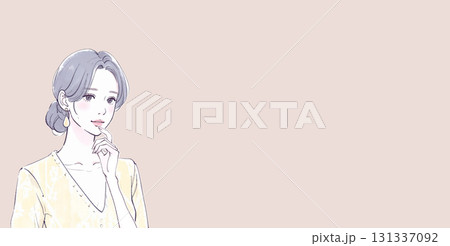 水彩画・手描き風の悩む、考える、落ち込む女性・女の子のイラスト素材 131337092