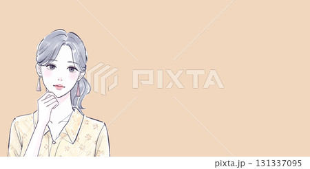 水彩画・手描き風の悩む、考える、落ち込む女性・女の子のイラスト素材 131337095