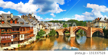 Espalion - picturesque village in southern France Aveyron department. French tourism, most beautiful villages 131337528