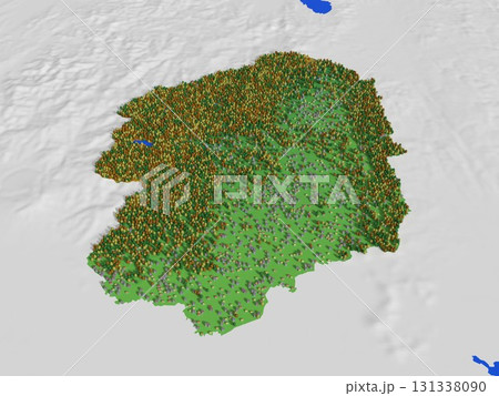 標高・森林・住宅地をかわいく再現した栃木県地図 131338090