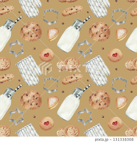 Seamless Pattern with different cookies  131338308