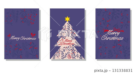 かわいいクリスマスのバナーセット、クリスマスグリーティングカードセット 131338831