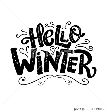 Hello winter. Hand drawn lettering phrase. Design element for poster, card, banner. Vector illustration 131339017