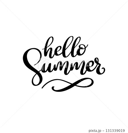 Hello summer. Lettering phrase isolated on white background. Vector illustration 131339019