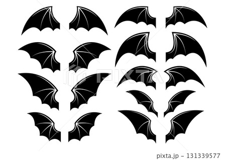 Set of bat wings. Dragon wings. Design element for emblem, sign, poster, card. Vector illustration 131339577