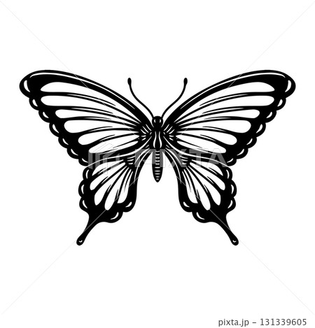 Butterfly illustration isolated on white background. Design element for poster, card, banner, t shirt. Vector illustration 131339605
