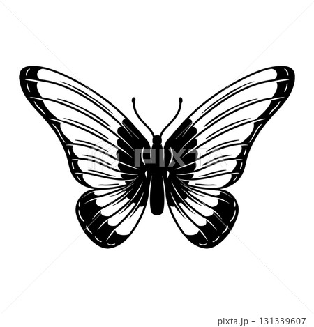 Butterfly illustration isolated on white background. Design element for poster, card, banner, t shirt. Vector illustration 131339607