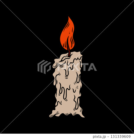 Illustration of halloween candle. Design element for poster, card, banner, emblem, sign. Vector illustration Illustration of halloween candle. Design element for poster, card, banner, emblem, sign. Vector illustration 131339609