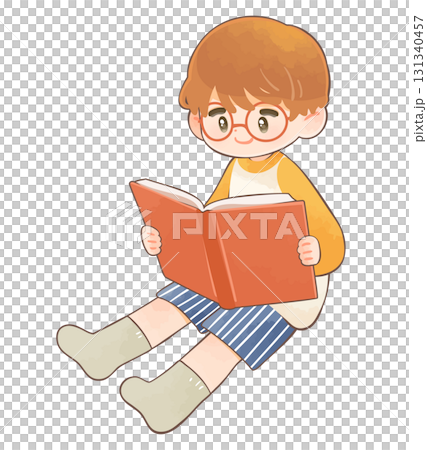 讀一本書的兒童男孩 131340457