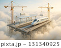 雲上の新幹線駅建設 – 空中に浮かぶ未来型鉄道インフラ 131340925