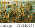 未来型水上集落の建設 – ドローンとクレーンによるスマートエコ住宅 131340929