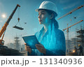 デジタルツイン建設 – タブレットで都市設計を管理する女性エンジニア 131340936