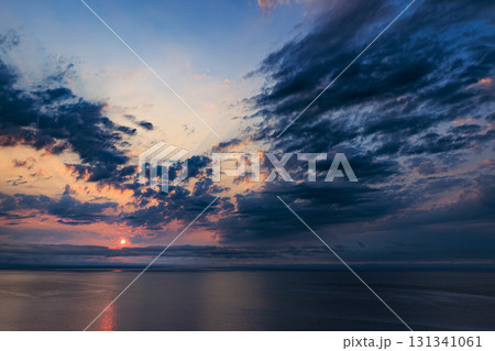 Dramatic Sunrise Sky over Rishiri Island from Numa Dramatic Sunrise Sky over Rishiri Island from Numa 131341061
