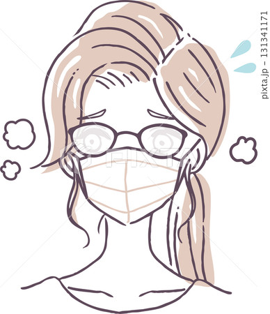 マスクでメガネが曇って困る女性のベクターイラスト素材 マスクでメガネが曇って困る女性のベクターイラスト素材 131341171
