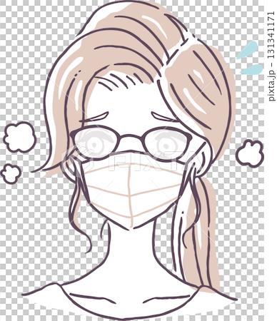 マスクでメガネが曇って困る女性のベクターイラスト素材 マスクでメガネが曇って困る女性のベクターイラスト素材 131341171