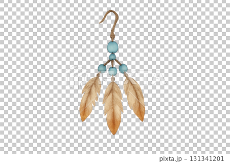 Isolated indigenous earring with feathers for Indigenous Peoples Day 131341201