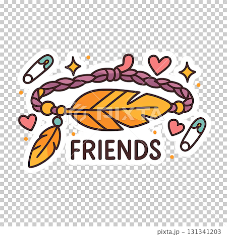 Friendship bracelet with feather and safety pins, Indigenous Peoples Day, background. Isolated on transparent background Friendship bracelet with feather and safety pins, Indigenous Peoples Day, background. Isolated on transparent background 131341203