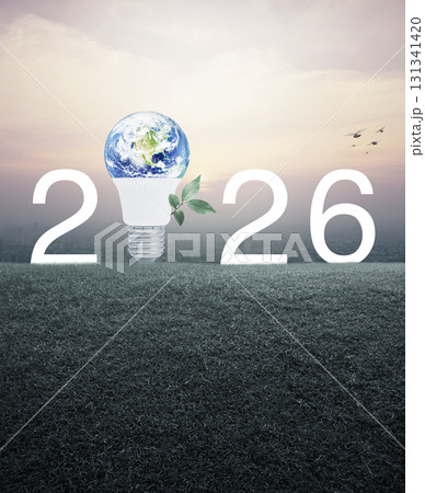 Happy new year 2026 ecology saving power and energy concept, Elements of this image furnished by NASA 131341420