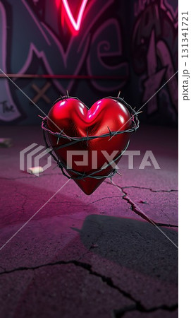 Love is Caged Barbed Heart on Concrete Shadows 36-1 131341721