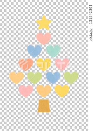 ハートのクリスマスツリーのイラスト 131342391