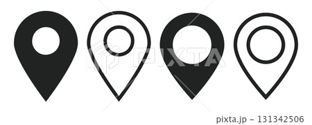 イラスト素材：かわいいマップのピンのアイコン　 pin point. pin location 131342506