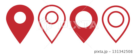イラスト素材：かわいいマップのピンのアイコン　 pin point. pin location 131342508