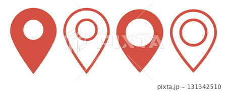 イラスト素材：かわいいマップのピンのアイコン　 pin point. pin location 131342510