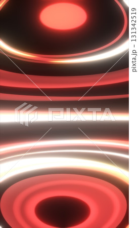 Glowing concentric red and white rings radiating in a symmetrical pattern with a soft neon light effect Glowing concentric red and white rings radiating in a symmetrical pattern with a soft neon light effect 131342519