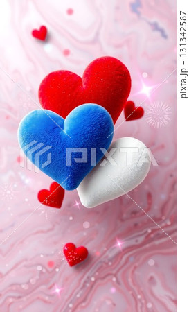 Patriotic Velvet Hearts Shimmering Red, White and Blue 41-2 131342587