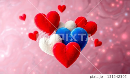 Patriotic Velvet Hearts Shimmering Red, White and Blue 41-9 131342595